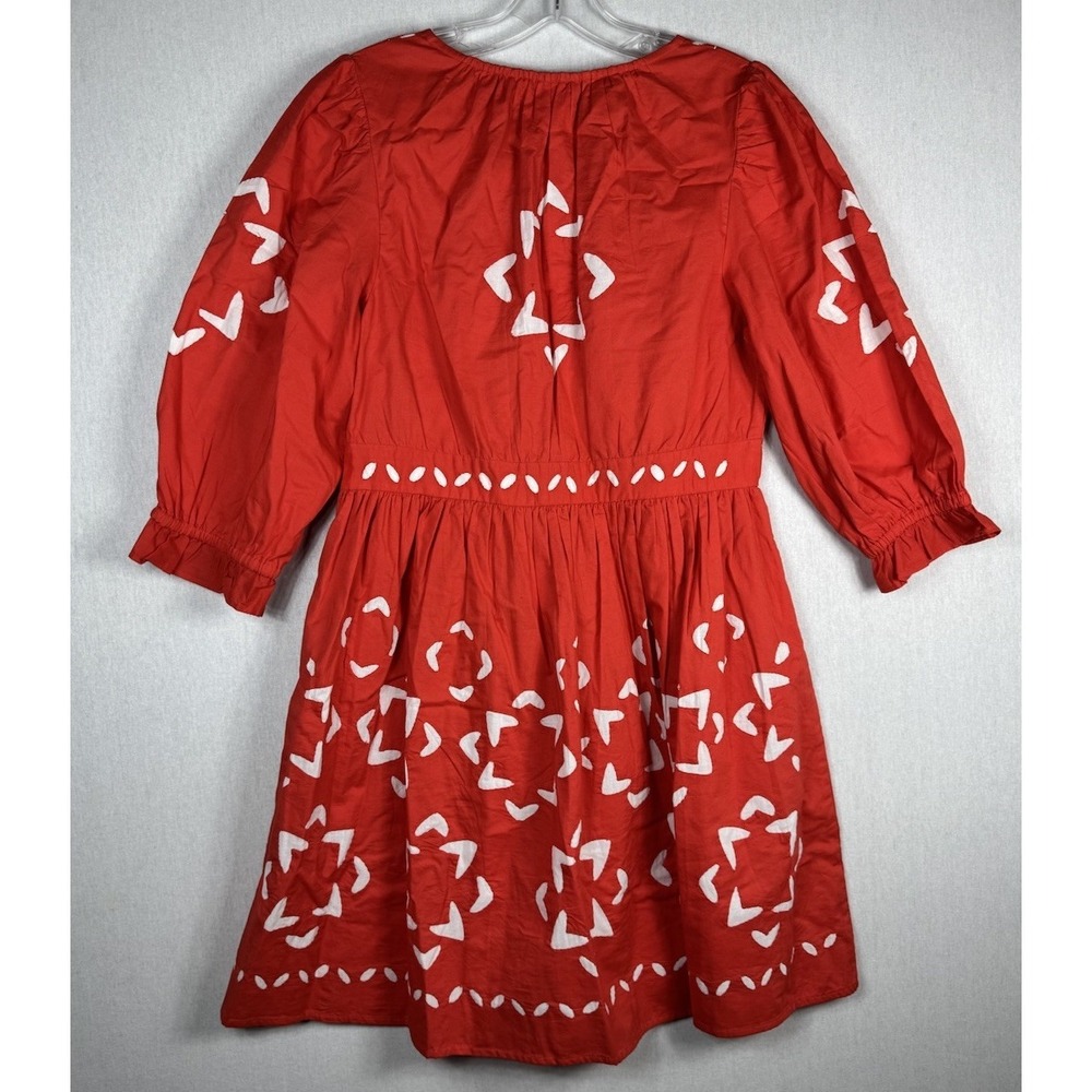 Banjanan‎ Eden Dress Red Flame Size Medium Hand Made Cotton Pockets - Picture 2 of 10
